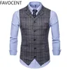 Herenvesten Herenvest Casual zakenlieden Pakvesten Mannelijk roostergilet Mode Heren Mouwloos pakvest Smart Casual Top Grijs Blauw 230202