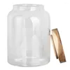 زجاجات التخزين جرة زجاجية محكمة الإغلاق علبة الغبار الدليل الشفاف BPA خالية مع غطاء الخشب لحبوب القهوة