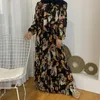 Ethnic Clothing Bohemian Style Women Satin Printed Long Sleeve Abaya Fashion Muslim Maxi Dress Party Gown Ramadan Loose Robe Kaftan Vestidos