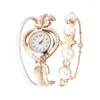 Нарученные часы Жемчужные подвесные наручные часы Аналоговый кварц для женщин браслет Montre Watch 2023 платья такта Feminino