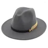 Boinas simples homens homens lã vintage trilby sentiu chapéu fedora com amplo cavalheiro elegante lady lady inverno outono jazz caps