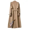 Printemps automne Trench-Coat femme ceinture coréenne Double boutonnage mi-long femmes Trench-Coat pardessus coupe-vent femme