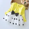 Kız Elbise Vestidos Bebek Giysileri Bahar Sonbahar Polka Dot Bowknot Mesh Uzun Kollu Noel Elbise Çocuklar Bebes Toddlers Doğum Günü