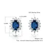 Stud -oorbellen Real 925 Sterling Silver For Women Classic Diana creëerde Blue Sapphire British Royal Gifts Fine JewelryStud Effi22