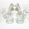 6.1INCH GLAKEAS GLASS BONG OIL RIG MINI BONGS女性ジョイント14mmバブラーダブリグ付きスライドボウルクォーツバンガーネイル