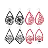 Charm Design Rose Flower Leather Earring Water Drop Dangle Earrings For Women Girls Delivery Jewelry Ot8Ca