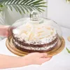 Other Kitchen Tools Creative Transparent Glass Food Covers Cake With Wood Tray Dessert Dustproof Protective Dia 242629cm 230201