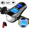 4 USB Bicycle Light Lamp Computer 6 Modus Hoorn Flashlight Cycle Bike Snelheidsmeter LED VOORLAGEN Cycling koplamp 0202