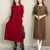 Abiti casual Autunno Inverno Donna Lavoro a maglia 2023 Office Lady O-Collo Abito allentato Abiti femminili Donna Manica lunga calda E51