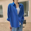 Blouses pour femmes 2023 arrivée automne Style coréen femmes lâche col rabattu à manches longues Blouse coton simple boutonnage chemises décontractées P164