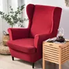 Housses de chaise canapé couverture arrière bras incliné roi couleur unie élastique aile aile fauteuil protecteur housse