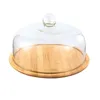 Other Kitchen Tools Creative Transparent Glass Food Covers Cake With Wood Tray Dessert Dustproof Protective Dia 242629cm 230201