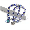 Perlé Strands S2237 Evil Demon Eye Verre Perlé Bracelet Couples Hommes Femmes Yeux Bleus Bracelets C3 Drop Delivery Bijoux Dhlpn