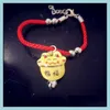 Charm Bracelets Cute Lucky Cat Ceramic Beads Safe Bracelet Red Rope Bangle Handmade Fashion Jewelry Adjustable Length Drop Delivery Dh1Td