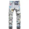 Дизайнерские мужские джинсы Письмо звезда Hoel Fashion Pantalones Jean для брюк, разорванных хип -хоп Хай -стрит.