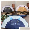 Autres Arts Et Métiers Éventail À Main Pliant Avec Gland Créatif Bambou Soie Dessin Animé Chat Peinture Japonais Tenu Fans Invités De Fête De Mariage Dhxs4