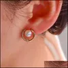 Stud Trendy Round Exquisite Pearl CSHaped Simple Oorrings For Women Fashion Crystal Jewelry 1809 T2 Drop Delivery DH0Y6