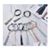 Key Rings Sile Wooden Beads Chain Mticolor Tassel Bracelet Keyring Large Circle Keychains Wristlet Jewelry 119C3 Drop Delivery Dhudz