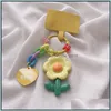 Altro Giardino domestico Fatto a mano Carino Colorf Fiore in resina Portachiavi Cuffie Er Portachiavi Cartoon Charm Bag Pendenti Portachiavi per auto Ragazze Dhce6