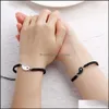 Charm Armband Wax Braid Par Armband Yin och Yang Tai Chi Pseras Justerbara h￤ngsmycken Handgjorda smycken Drop Delivery OT4IM