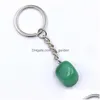 Porte-clés Irregar Cubic Natural Crytal Stone Keychains Sier Color Healing Crystals Car Decor Keyrings Keyholder For Women Me Dhgarden Dh3Tv