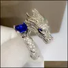 Solitaire Ring Fashion Innovation FL Diamond Tyrannosaurus Rex Luxury Plated 18K Gold Domineering Tap Drop Delivery Jewelry Dhago