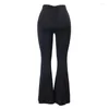 Women's Pants Women Elegant Office Ladies Elastic Waist Flare Hem Black