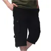 Men's Shorts Long Length Cargo Pants Summer Casual Cotton Baggy Multi Pocket Cropped Trousers Hip Hop Hot Breeches Military Army Y2302