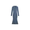 Casual Dresses TVVOVVIN Sexy V-neck Slim Long Sleeve Bottom Fishtail Dress Maxi V Neck Tops Korean Sweet 22BS