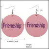 Charm Design Pu Leather Earrings Ballet Friendship Mum Love Printed Round Teardrop Dangle Earring For Women Girl Party Jewelry Gift Ot2Qk