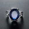 Wedding Rings Fashion Princess Cut Big Royal Blue&pomegranate Red&green Zircon Ring Unique Style Engagement For Women Jewelry