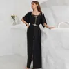Etnik Kıyafet Dubai İslam Orta Doğu Arapça Fas Elle Sökü Elmas Abaya Elbise Kadınlar İçin Soğuk Omuz Kısa Kollu Parti Akşam