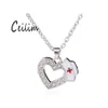 Pendant Necklaces Fashion Medical Jewelry Nurse Cap Charms Crystal Love Heart White Enamel Red Cross Sign Medicine School Students D Otxzd