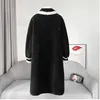 Pur 2023 Women Women Women Women Long Cashmere Coat Lool Tecido de tecido grosso e quente roupas de rua de moda superdimensiona