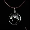 Pendanthalsband Maskroschokare Crystal Glass Ball Clover Strip l￤derhalsband L￥ngt torkad blommor Locket Drop Leverans smycken DH2FX