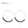 Hoop Huggie Bohemian Round Circle Beads Earrings Fashion Handmade Natural Stone Wrapped Gold Color Big Earing For Women Party Wedd Otnid