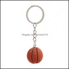 Key Rings Simation Resin Basketball Sport Keychains Leuke sportringtas Pendat voor herenaccessoires 1960 T2 Drop Delivery Jewelr DH2KV