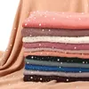 Scarves 72 175cm Women Muslim Chiffon Scarf Diamond Malaysia Hijabs Veil Solid Color Head Wraps Fashion Long Shawls Bandana 2023