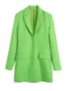 Abiti casual 2023 Abito blazer verde Donna Manica lunga Mini Primavera Estate Colletto bavero Dritto Streetwear Corto