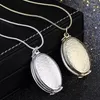 Pendant Necklaces Trendy Fish Scale Pattern Oval Locket 4 Slot Po Frame Necklace Women's Accessories