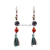 Dangle Lustre Mode Bijoux Femmes Creative Perles En Bois Vintage Glands Alliage Boucles D'oreilles Drop Delivery Dhecb