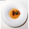 Tablice w stylu europejskim ramen biały ceramiczny zachodni stek talerz domowy okrągłe słomkowe kapelusz owocowy deser restauracyjny