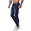 Heren jeans blauw merk mannen slank fit super dun voor hiphop street slijtage been mode stretch broek drop