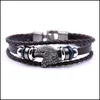 Braccialetti con ciondoli Pretty Mtilayer Bracciale Uomo Rock Jewelry Casual intrecciato in pelle Drop Delivery Dhtw8