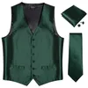 Gilet da uomo Completo da uomo Gilet Cravatta Set Abito da festa di nozze Paisley Gilet di seta verde solido Tuxedo Blazer maschile DiBanGu 230202