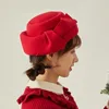 Berets Elegant Wool Fascinator Hat Women Fedoras Hats Ladies Wedding Felt Bow Caps