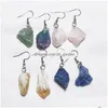 Charm Irregar Brut Ore Pierre Naturelle Charmes Boucles D'oreilles Fluorite Améthystes Quartz Cristal Agates Crochet En Acier Inoxydable Goutte Deli Dhgarden Dhimc