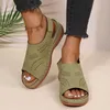 Sandales été femmes talons compensés Vintage crochet boucle arrière sangle dames chaussures semelle épaisse couture décontracté plage femme chaussures 2023