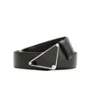Classic men's belt female designer belt triangle metal buckle leather leather width 3.6Cm casual fashion