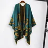 Szaliki eleganckie kobiety jesienne peleryny luźne ciepłe otwarte szwy nadruk bohemian cloak